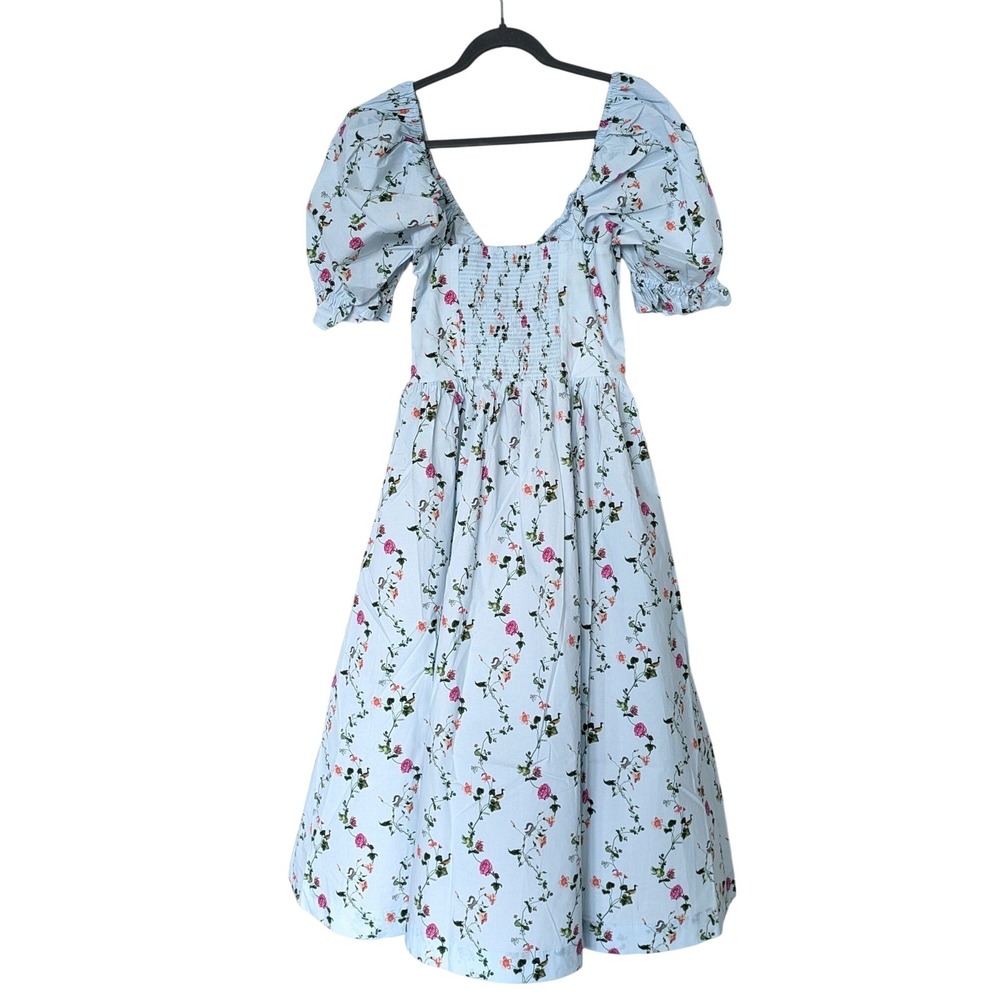 Hill House The Ophelia Dress Pond Floral Sz Small Blue Cottagecore Smocked Midi - Picture 7 of 10